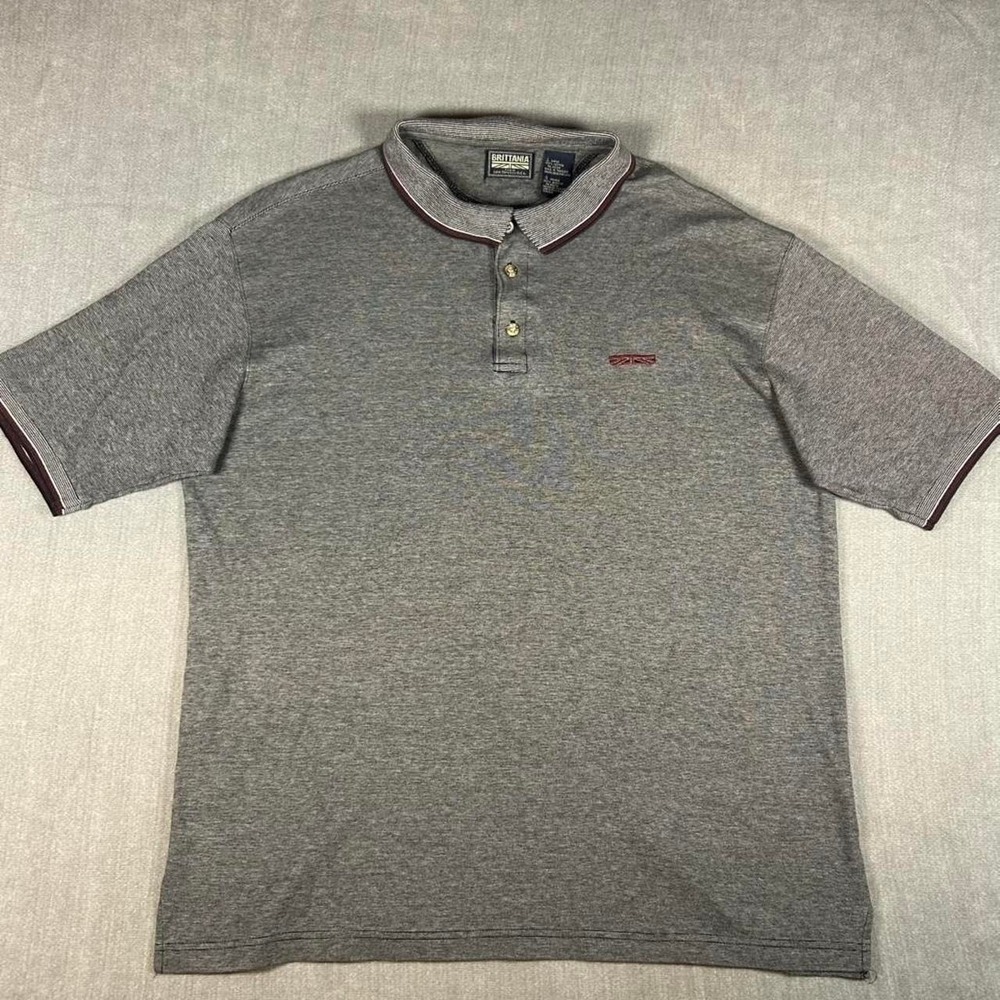 Vintage Brittania Levi Strauss Mens Large Gray Polo Shirt Short Sleeve Cotton